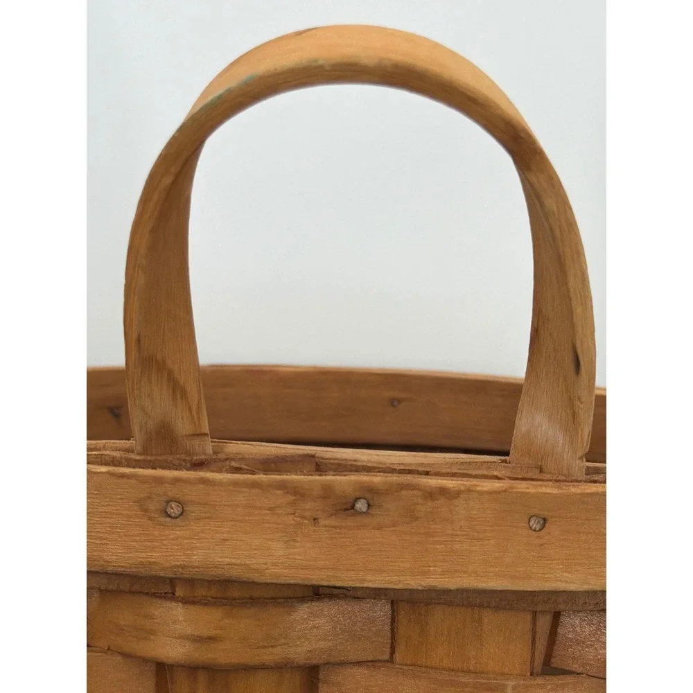 Vtg Longaberger Woven Wood Splint Hanging Wall Basket Pocket Farmhouse Decor